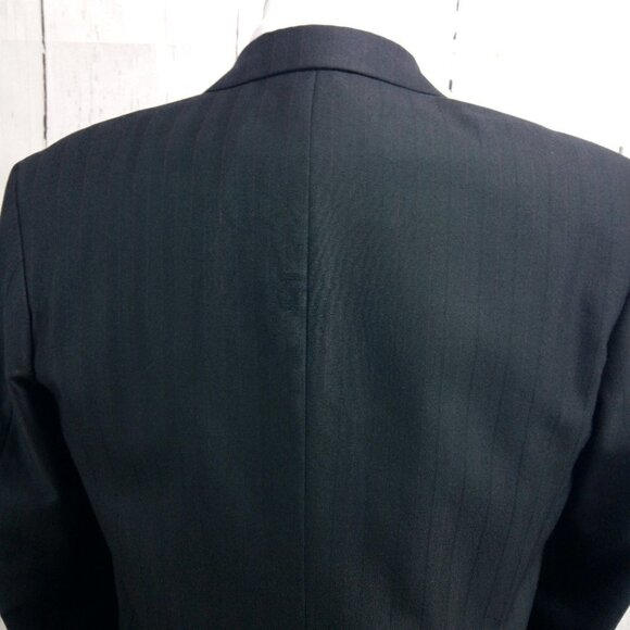 Trieste 41R 2 Button Black Herringbone Striped 2pc - Picture 7 of 15